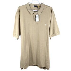 Polo Ralph Lauren NWT Men 4XLT Polo Shirt Tan Waffle Knit Golf Money MSRP 110.00